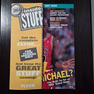 NBA Inside Stuff Magazine Michael Jordan Fleer Card Sheet 1993-94 Clyde‎ Drexler